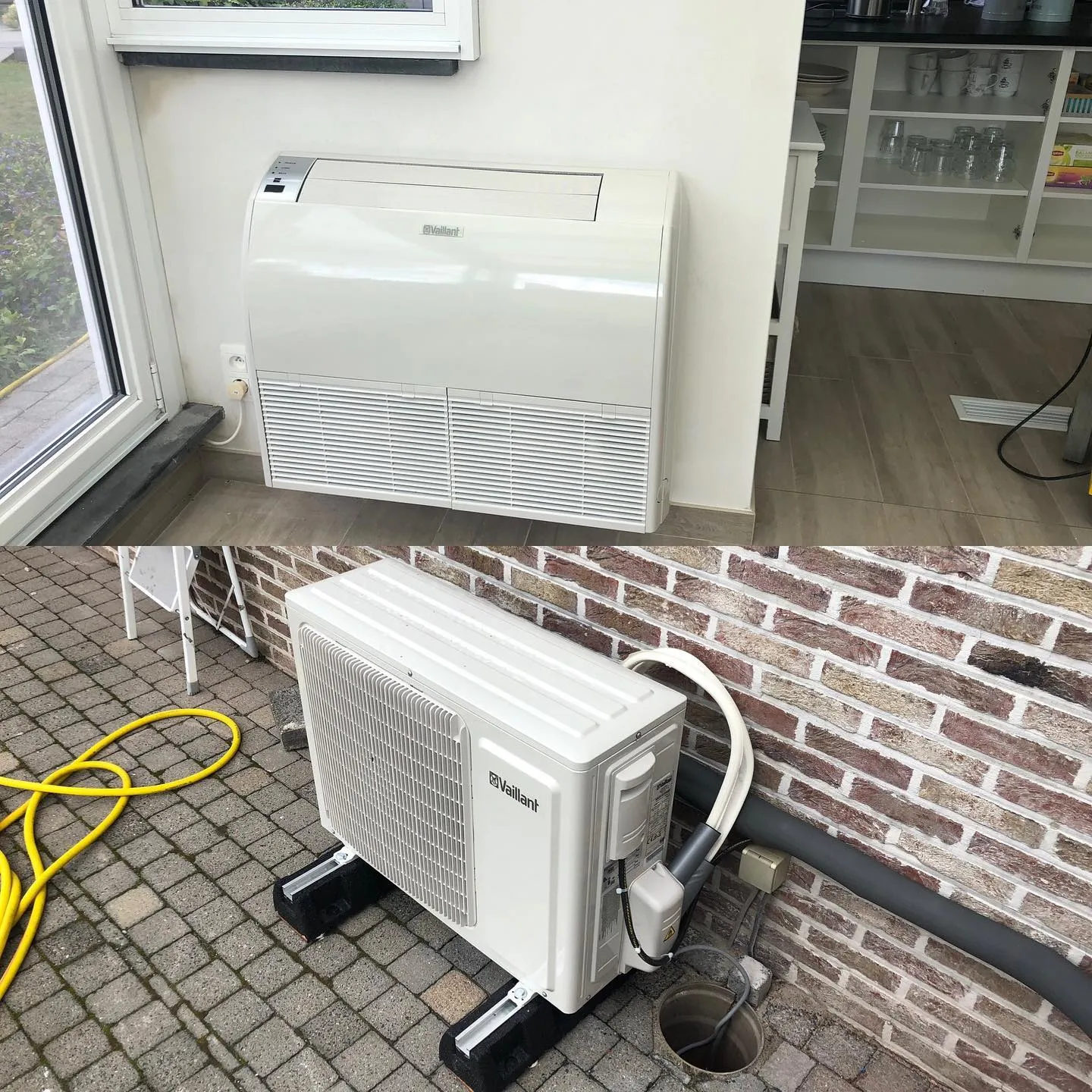 Airco-unit voor en na installatie